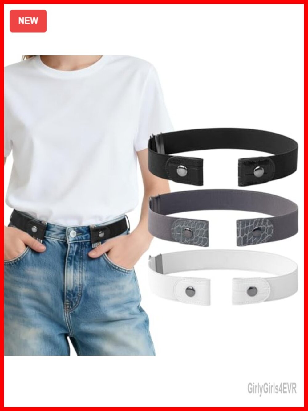 3 Pack No Buckle Elastic Stretch Belts for Men and Women Invisible